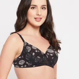 Clovia Black Floral Print Padded Bra image 4