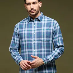 NEON CHILLIE Men Checked Spread Collar Cotton Casual Shirt-picture-24