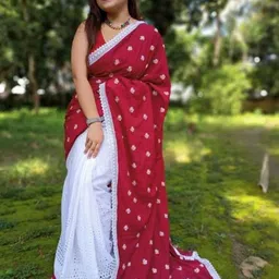 RIDDHIMAN FASHION Ethnic Motifs Embroidered Saree-image-30