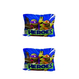 DDecor Blue & Green Cartoon Characters 150 TC Cotton 1 Queen Bedsheet with 2 Pillow Covers image 4