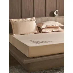 Ddecor Live Beautiful 210 Tc Cotton Large Embroidered Bed Sheet Set-Eb239-Peach Blush image 5