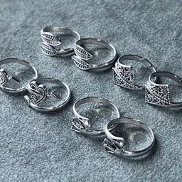 kp jewels Women & Girls Metal Fancy Glossy finish Toe Ring Adjustable Bichiya/Leg Finger Ring-Combo-4 (A_C_P_110805_Silver) image 3