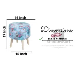 Shadowkart Set Of 2 Blue & Pink Printed Wooden Ottomans image 2