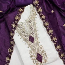 Panzora Floral Embroidered Sequinned Unstitched Dress Material-picture-24