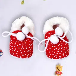 Coco Candy Polka Dots & Pom Pom Detailed Booties - Red-picture-16