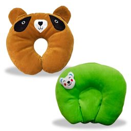 Chinmay Kids Mustard Seeds, Polyester Fibre Animals Baby Pillow Pack of 2 Brown, Green-picture-24