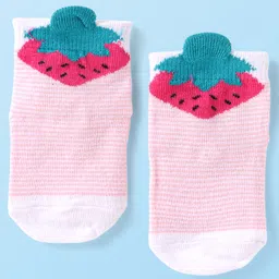 cute walk by babyhug Cutewalk by Babyhug Non Terry Knit Anti-Bacterial Ankle Length Anti-Skid Socks with Strawberry Applique - Baby Pink-picture-26