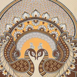 DGSM CRAFT Cream-Coloured Ethnic Motifs 144 TC King Bedsheet with 2 Pillow Covers image 4