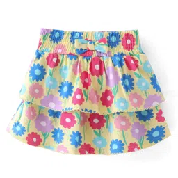 Babyhug Single Jersey KnitSkirts Floral Printwith Bow Applique- Yellow image 2