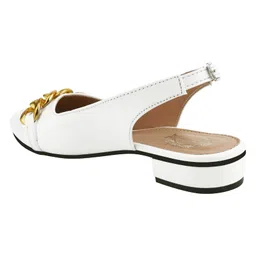 Shoetopia Metal Applique Detailed Buckle Closure Ballerinas - White image 3