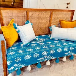 THROWPILLOW Blue & White Printed Polyester 1 Piece Sofa Cover-picture-33