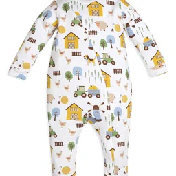 My Milestones Full Sleeves Construction Vehicles Printed Romper - White image 4