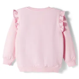 Babyoye 100% Cotton Knit Full Sleeves Winter Wear T-Shirt & Lounge Pant Set With Sequin Detailing & Bow Print - Pink image 3