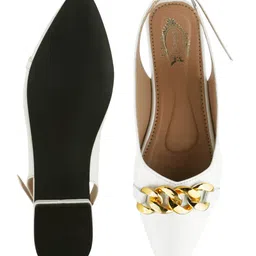 Shoetopia Metal Applique Detailed Buckle Closure Ballerinas - White image 5