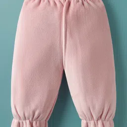 Mom's pet Fleece Knit Full Peasant Sleeves Ballerina Bear Patch Detailed Heavy Winter Sweatshirt & Leggings Set - Pink image 5