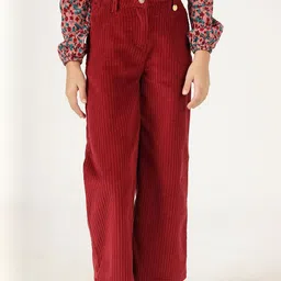 One Friday Girls Embroidered Classic Low-Rise Trousers-image-8