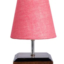 Devansh Jute Square Brown Wood Table Lamp - Pink image 5