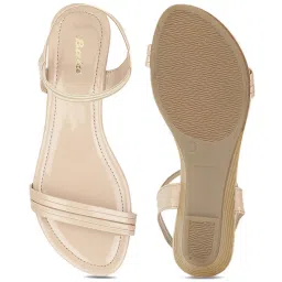 Bata Women's Beige Ankle Strap Wedges image 3