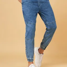People by Pantaloons Medium Blue Regular Fit Jogger Jeans image 3