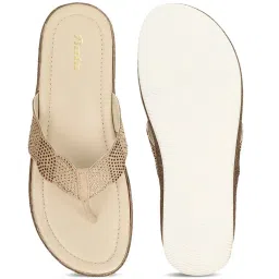 Bata Women's Gold Thong Wedges image 3