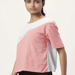 Ajile by Pantaloons Grey & Pink Cotton Color-Block Sports Top image 3