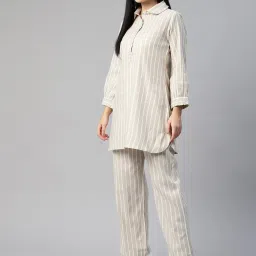 Cottinfab Beige Cotton Striped Co-Ord Set image 3