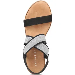 Design Crew Women's Black Cross Strap Wedges image 3