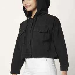 People by Pantaloons Black Cotton Regular Fit Jacket image 3