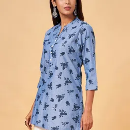 Rangmanch by Pantaloons Blue Printed High Low Short Kurti image 3