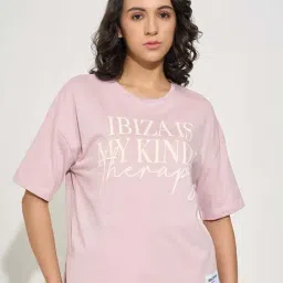 Ajile By Pantaloons Purple Loose Fit Printed T-Shirt image 1