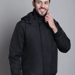Cantabil Black Regular Fit Hooded Jacket image 3