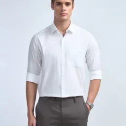 Arrow White Cotton Regular Fit Self Pattern Shirt-picture-36