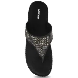 Walkway Women's Black Thong Wedges image 3