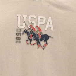 U.S. Polo Assn. Kids Beige Cotton Printed Full Sleeves T-Shirt image 3