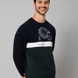 Cantabil Navy & Green Regular Fit Printed Sweatshirt image 3