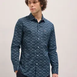 The Bear House Blue Cotton Tailored Fit Print Formal Shirt-picture-27