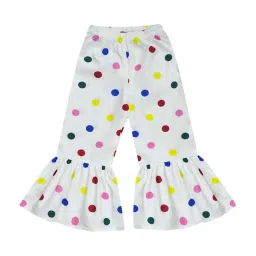A.T.U.N. Kids White Cotton Printed Ruffle Pants image 1