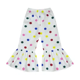 A.T.U.N. Kids White Cotton Printed Ruffle Pants image 2