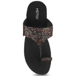 Metro Women's Black Toe Ring Wedges image 3