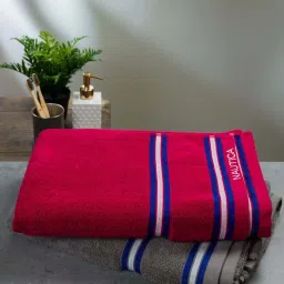 Nautica Vintage Crew Stripe Burgundy & Grey Cotton 500 GSM Zero Twist Bath Towel - Set of 2 image 3