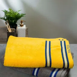 Nautica Vintage Crew Stripe Yellow & Grey Cotton 500 GSM Super Soft Zero Twist Bath Towel - Set of 2 image 3