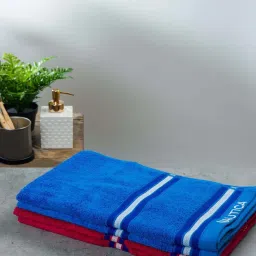 Nautica Vintage Crew Stripe Royal Blue & Burgundy Cotton 500 GSM Zero Twist Hand Towel - Set of 4 image 3