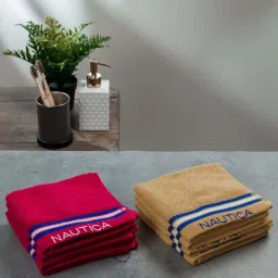 Nautica Vintage Crew Stripe Burgundy & Beige Cotton 500 GSM Zero Twist Face Towel - Set of 8 image 3
