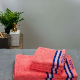 Nautica Vintage Crew Stripe Coral Cotton 500 GSM Super Soft Zero Twist Towel Set - 6 Pcs image 3