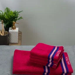 Nautica Vintage Crew Stripe Burgundy Cotton 500 GSM Super Soft Zero Twist Towel Set - 6 Pcs image 3