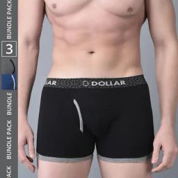 Dollar Bigboss Assorted Cotton Regular Fit Trunks - Pack Of 3-picture-37