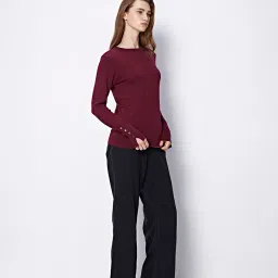 Cover Story Wine Regular Fit Sweater image 3