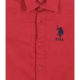 U.S. Polo Assn. Kids Red Solid Full Sleeves Shirt image 3