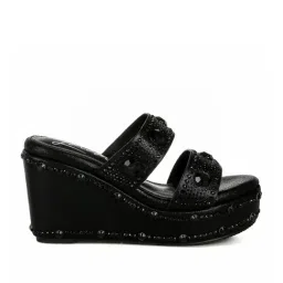 London Rag Women's Black Ethnic Wedges image 2