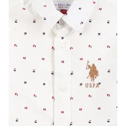 U.S. Polo Assn. Kids White Printed Full Sleeves Shirt image 3